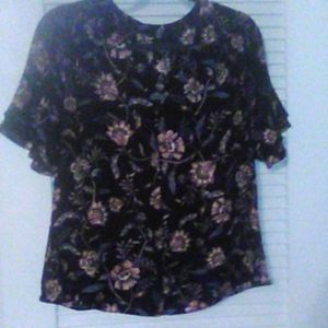 IVANKA TRUMP SILK SHORT SLEEVE BLOUSE